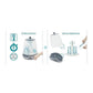 Baby bottle sterilizer and dryer set, shown with step-by-step use icons