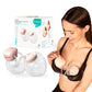 Hands-free electronic double breast pump in light pink with two silicone flanges