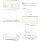White cotbed diagram with slatted ends and guard rail