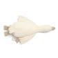 Light cream plush tummy time duck, side view with wings spread and feet out.