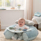 Blue undersea interactive seat with activity panel, baby smiling