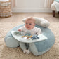 Blue plush activity seat with undersea play mat, baby seated in center