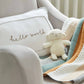 Lamb soft toy plush with beige fleece, small ears and embroidered face