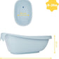 Light blue baby bath tub with size and capacity guide markings