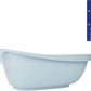 Light blue baby bath tub shell with wide rim and molded drain opening