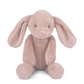 Light pink plush bunny soft toy, floppy ears and round snout, seated stance.