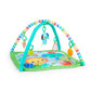 Green baby activity play mat with colorful arch and hanging animal toys