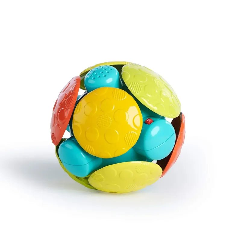 Wobble Bobble crawl-and-chase ball with blue, yellow, green, orange segments