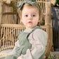 Green dungarees with bow headband, sleeveless overalls with pocket detail