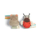 Set of two plush animal wrist rattles—gray hippo and red ladybird with straps