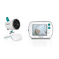 White camera unit and handheld parent monitor screen for video baby monitoring