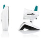 White baby monitor camera unit with teal accent and front-facing view