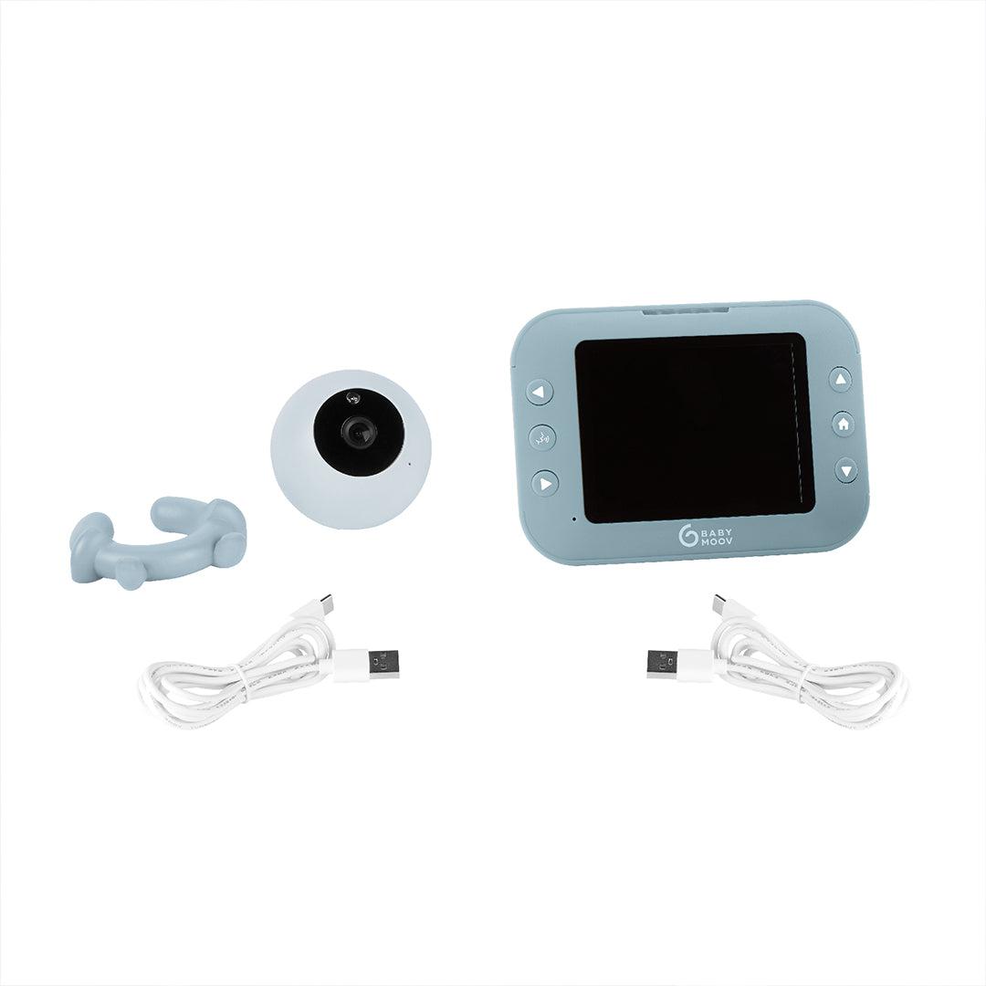 Roll video monitor kit with round camera and white USB cable set