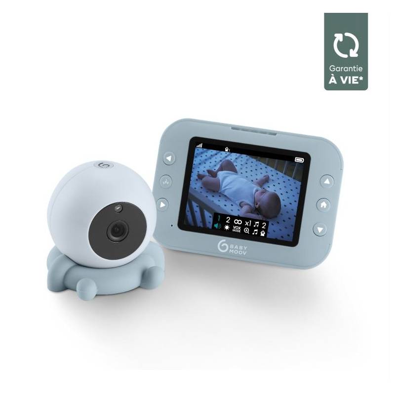 Light blue roll video monitor with touchscreen and round night-vision camera