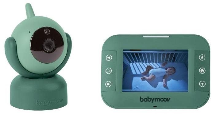 Mint green video monitor camera and display screen with babymoov logo
