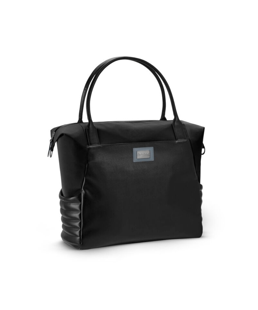 Platinum shopper bag in Black with top handles and ruched side details